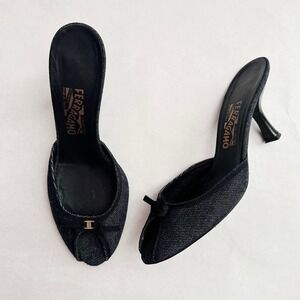 Salvatore Ferragamo Denim Mules